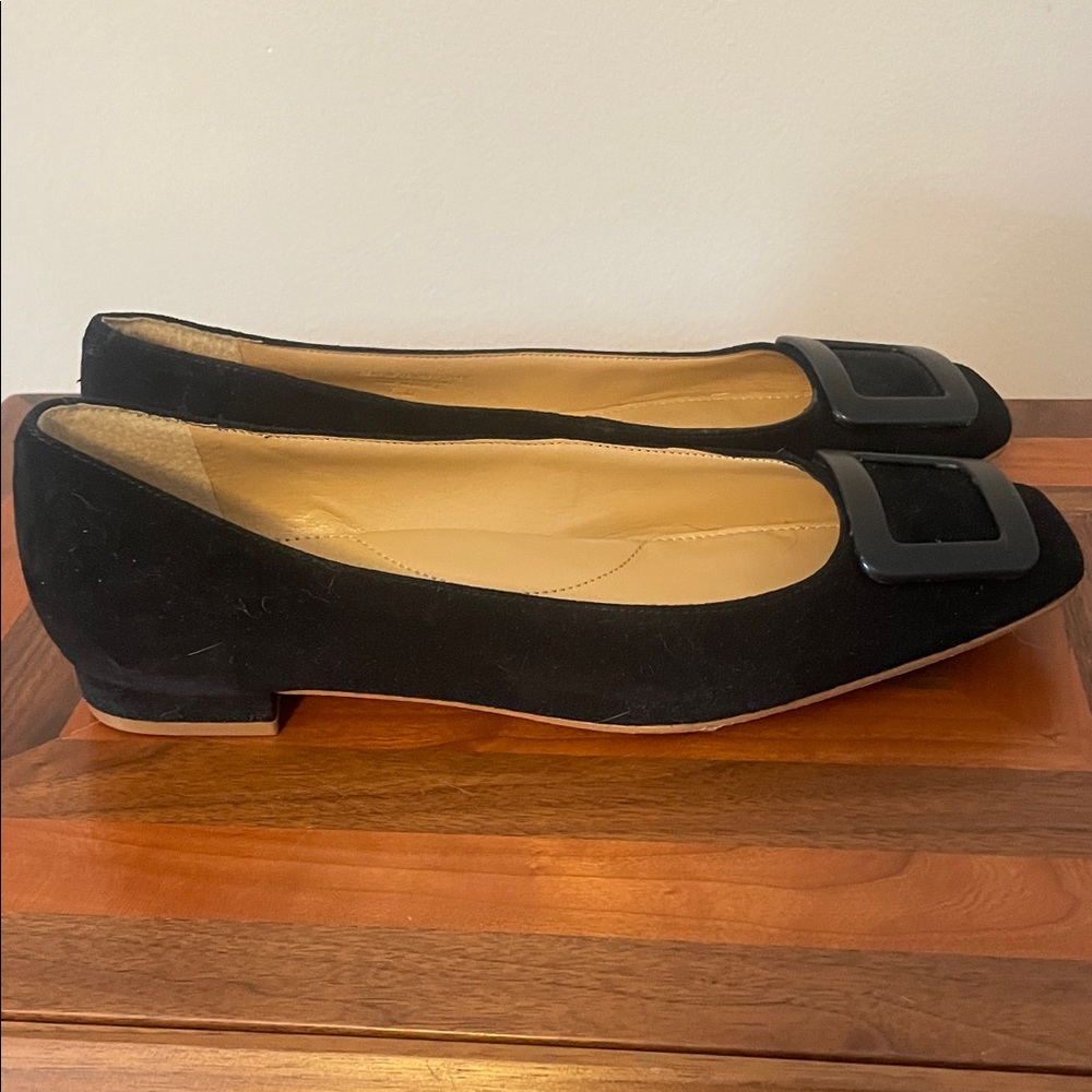 Talbots Black Suede Flats with Buckle - Picture 3 of 7